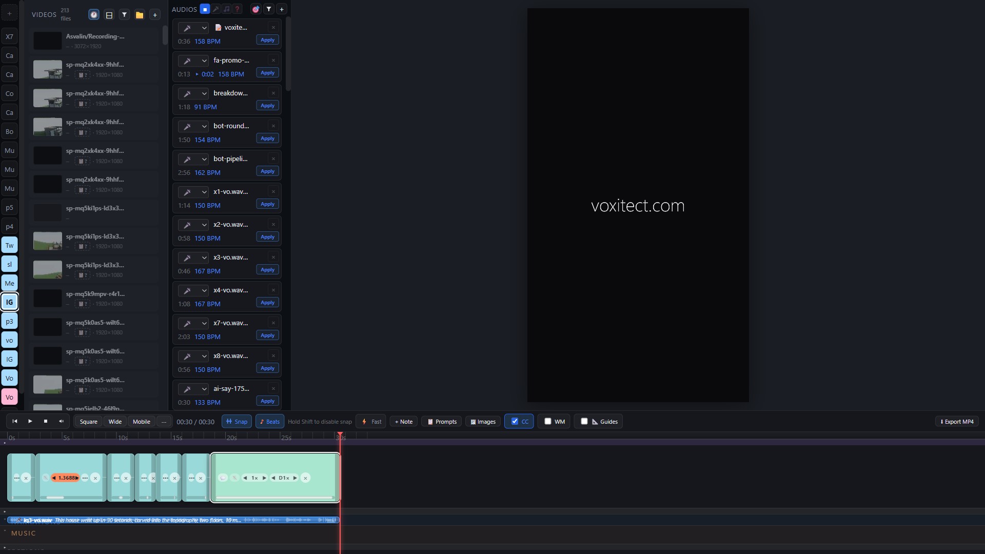 Editor in mobile 9:16 format